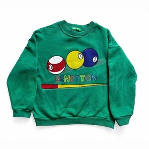Vintage Benetton Boys Youth Medium Sweatshirt — Made In Italy Pool Ball Graphic